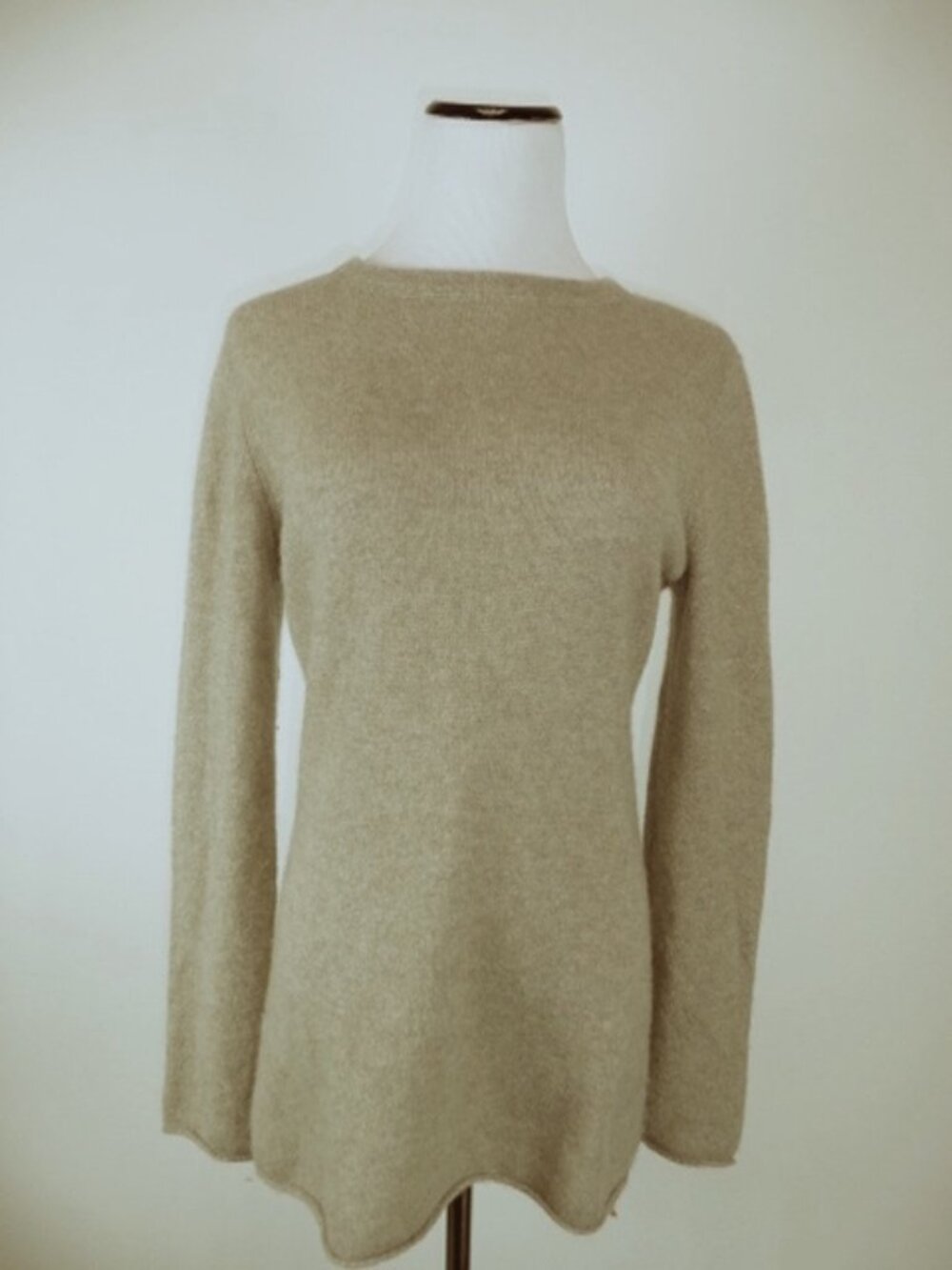 Garnet Hill light brown cashmere tunic sweater S